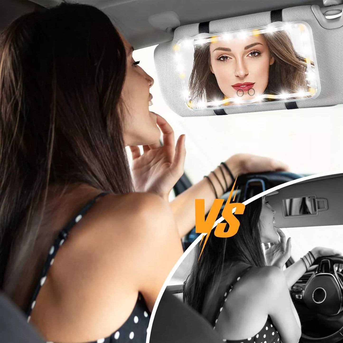Car Sun Visor Mirror with LED Lights - Beauty on the Go 2