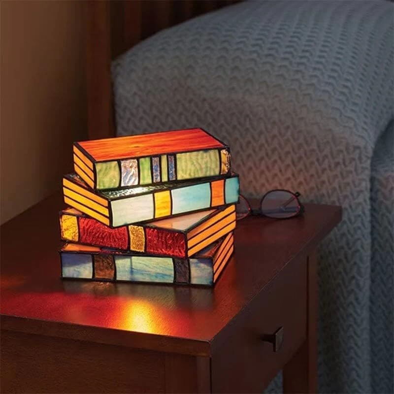 Stained Glass Stacked Books Lamp - Artistic Home Décor 2