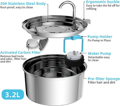 Stainless Steel Cat Drinking Fountain - Hydration Made Easy 3