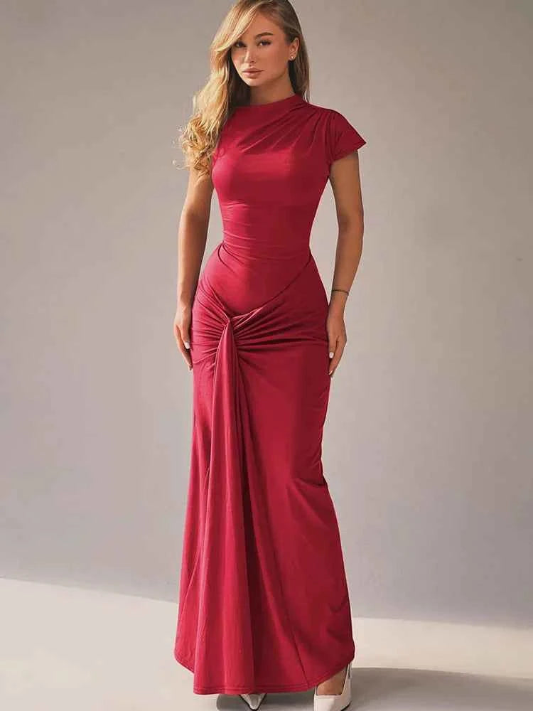 High Waist O-Neck Sleeveless Bodycon Lace Up  Maxi Dress