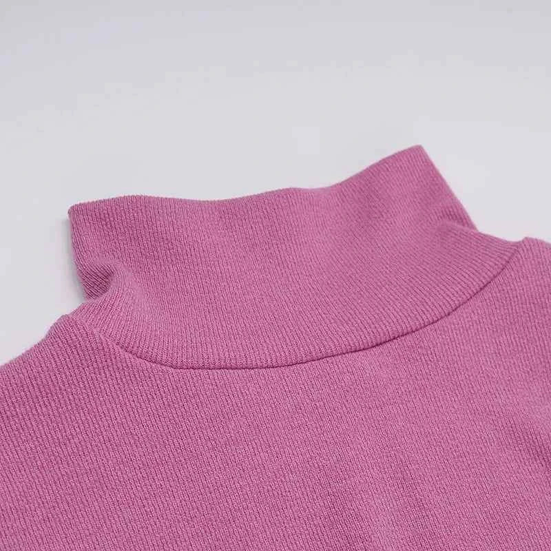 Elegant Turtleneck Long Sleeve Solid Slim Fit High Waist Maxi Dress - Rown