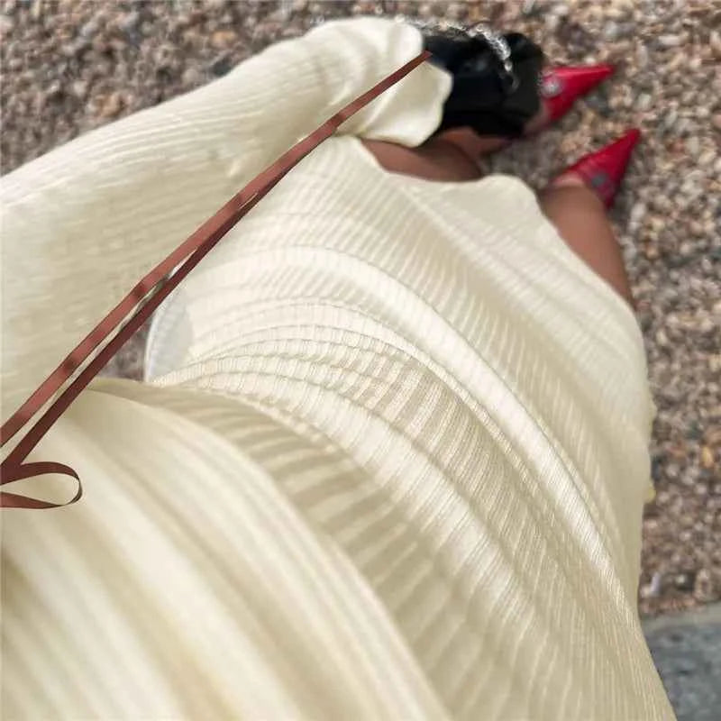 Lace-up Flare Long Sleeve Off-shoulder Backless Bodycon Mini Dress - Rown