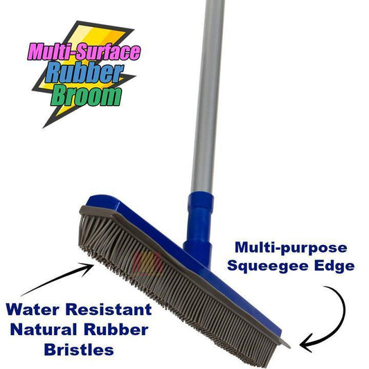 Multi-Surface Rubber Broom - Effortless Cleaning for Pet Owners 1