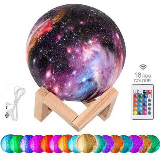 Galaxy Print Moon Lamp - Transform Your Space with Light 1